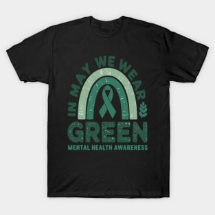 Womens In May We Wear Green Mental Health Awareness Warrior T-Shirt